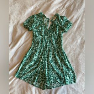 Floral green romper
